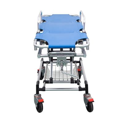 Cama de camilla de ambulancia azul de aleación de aluminio cama de camilla médica de transporte