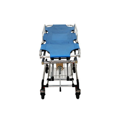 Cama de camilla de ambulancia azul de aleación de aluminio cama de camilla médica de transporte