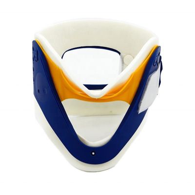 Collar cervical ajustable de uso médico azul amarillo