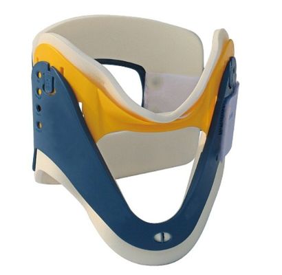 Collar cervical ajustable de uso médico azul amarillo