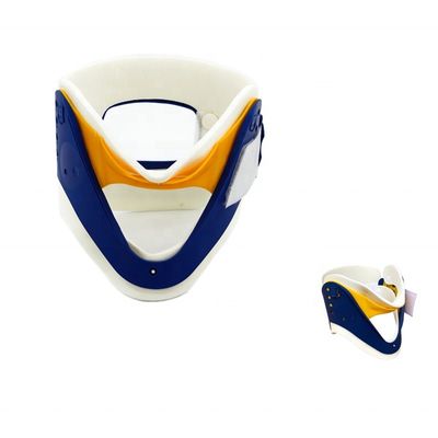 Collar cervical ajustable de uso médico azul amarillo