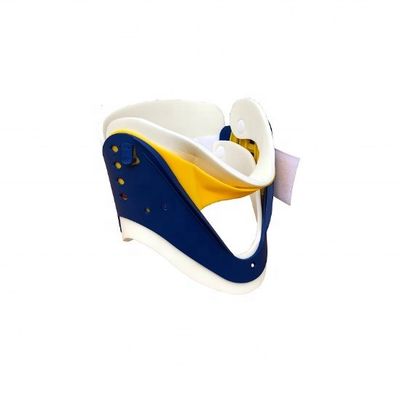 Collar cervical ajustable de uso médico azul amarillo