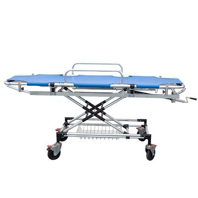 Cama de camilla de ambulancia de emergencia de aleación de aluminio azul para primeros auxilios
