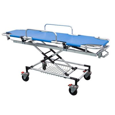 Cama de emergencia de aluminio de aleación de hospital cama de emergencia azul cama de camilla