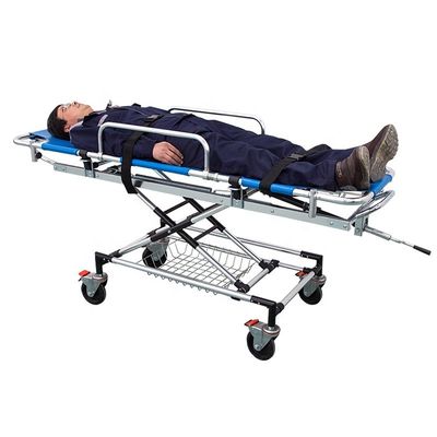 Cama de emergencia de aluminio de aleación de hospital cama de emergencia azul cama de camilla